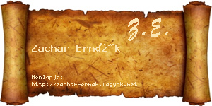 Zachar Ernák névjegykártya
